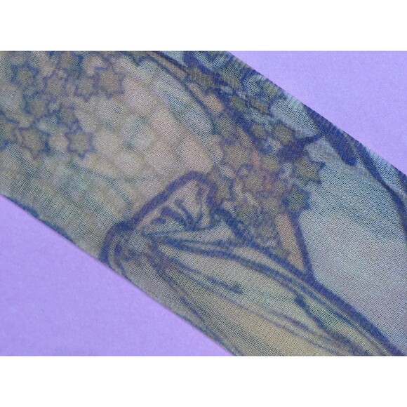 Y2K ALPHONSE MUCHA Art NOUVEAU Print Mesh Long Sleeve Blouse W/Rhinestones. XS-S - Picture 16 of 16